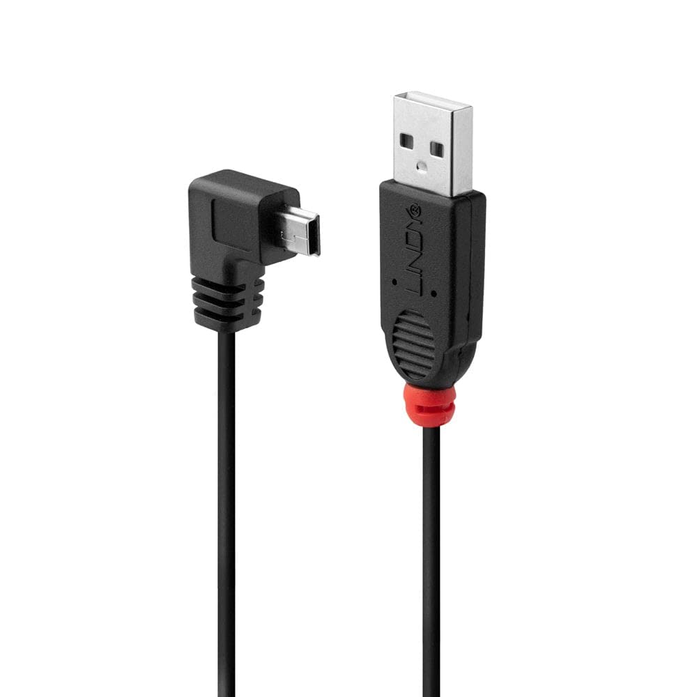 Lindy 0.5m USB 2.0 Cable, Type A to Mini-B, 90 Degree Right Angle (31970)