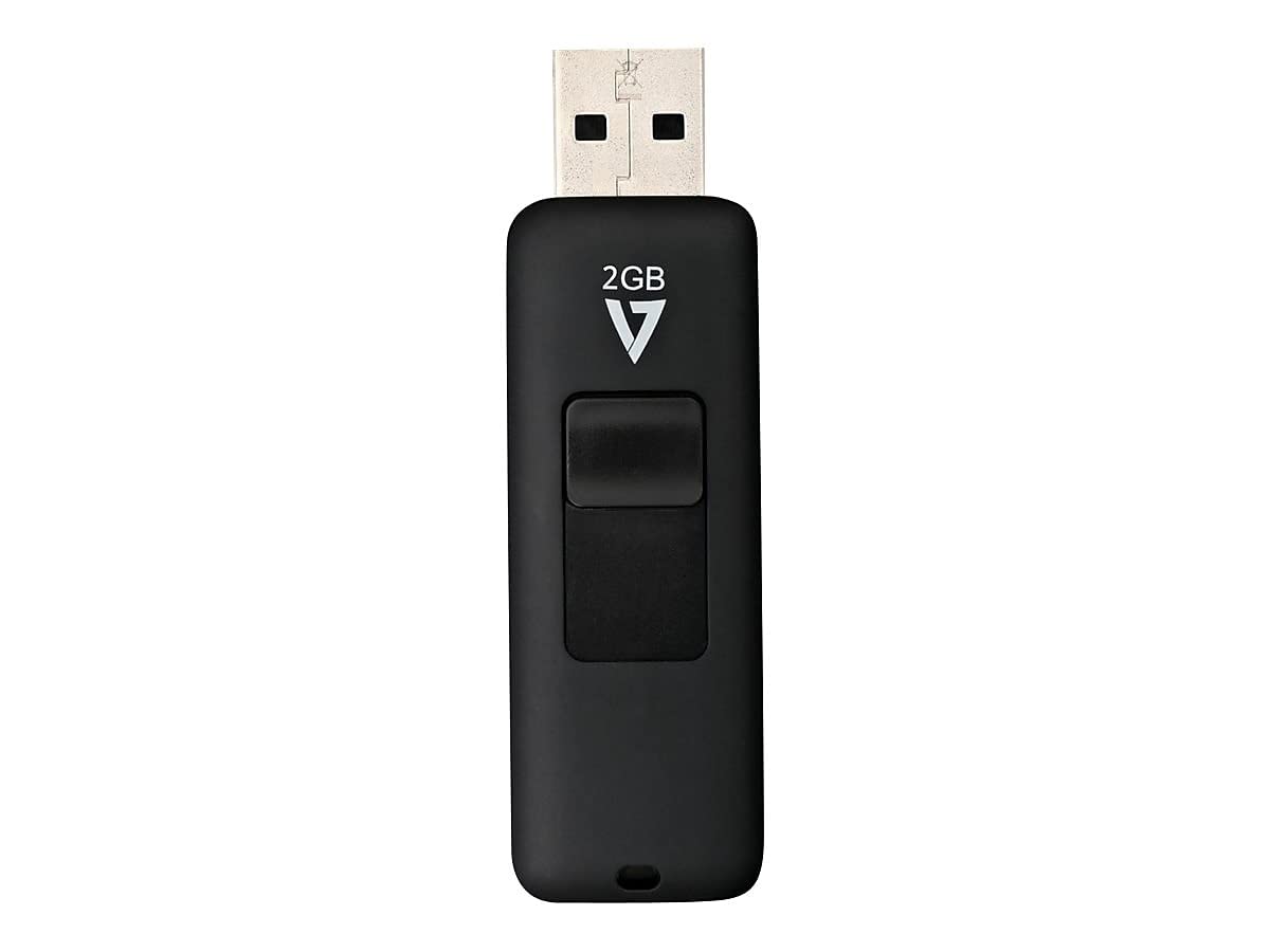 V7 2GB USB 2.0 Flash Drive with Retractable USB Connector   VF22GAR 3N, Black