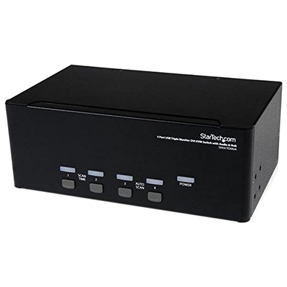 2Pz1487   Startech.Com 4 Port Triple Monitor Dvi Usb Kvm Switch With Audio Usb 2.0 Hub