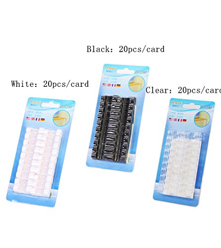 ZALU P-CABLE Cable Clips Strong Self-Adhesive Plastic Clear Set of 20