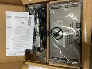 Lenovo Thunderbolt 3 Essential Dock, Universal Compatibility, 135W Adapter, 1X 110V 2 Pin Power Cord, Standard Thunderbolt Cable