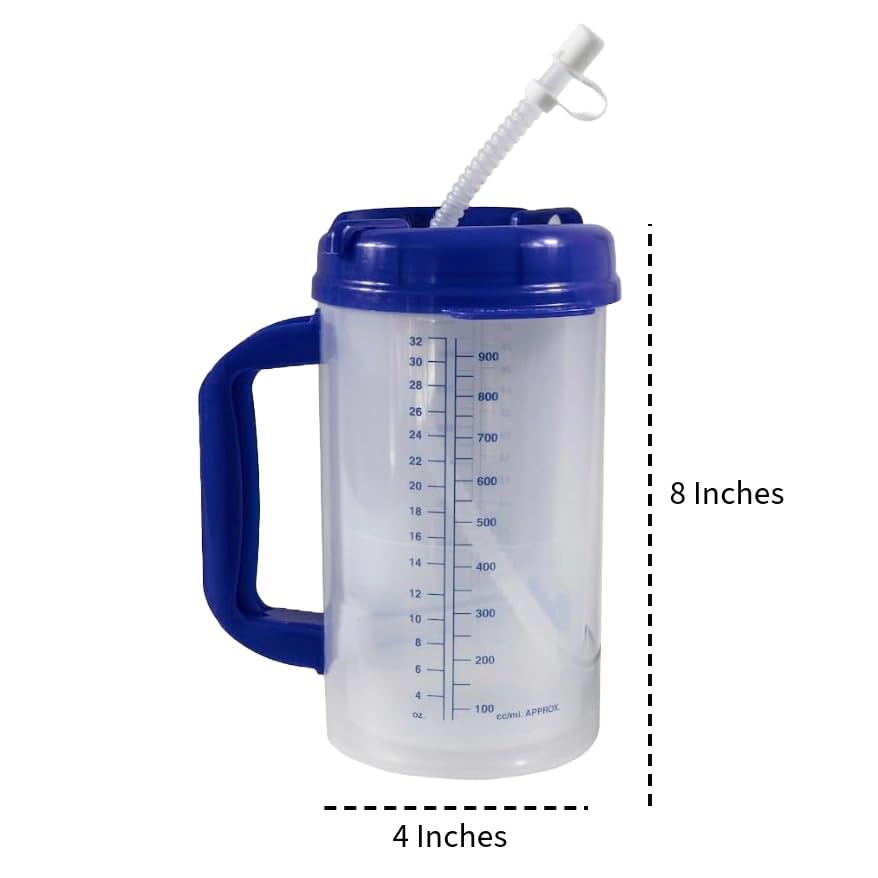 Vakly Hospital Carafe Insulated Double Walled Water Tracking Thermos   32 Oz Capacity Hot And Cold Refillable Water Bottle   Wit