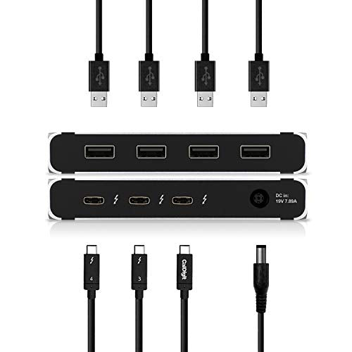Caldigit Thunderbolt 4 Element Hub   Universal Multi Port Hub, 4X Thunderbolt 4Usb4 Ports, 4X Usb 32 Gen2 10Gbs Ports, Single Di