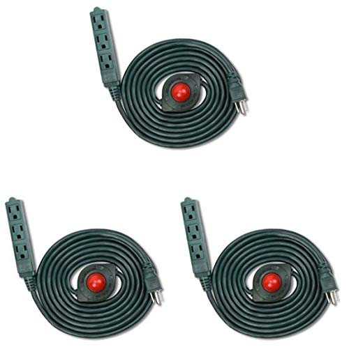 Electes 8 Feet 3 Grounded Outlets Extension Cord With Hand/Foot Switch And Light Indicator, 16/3, Green, Ul Listed (3)