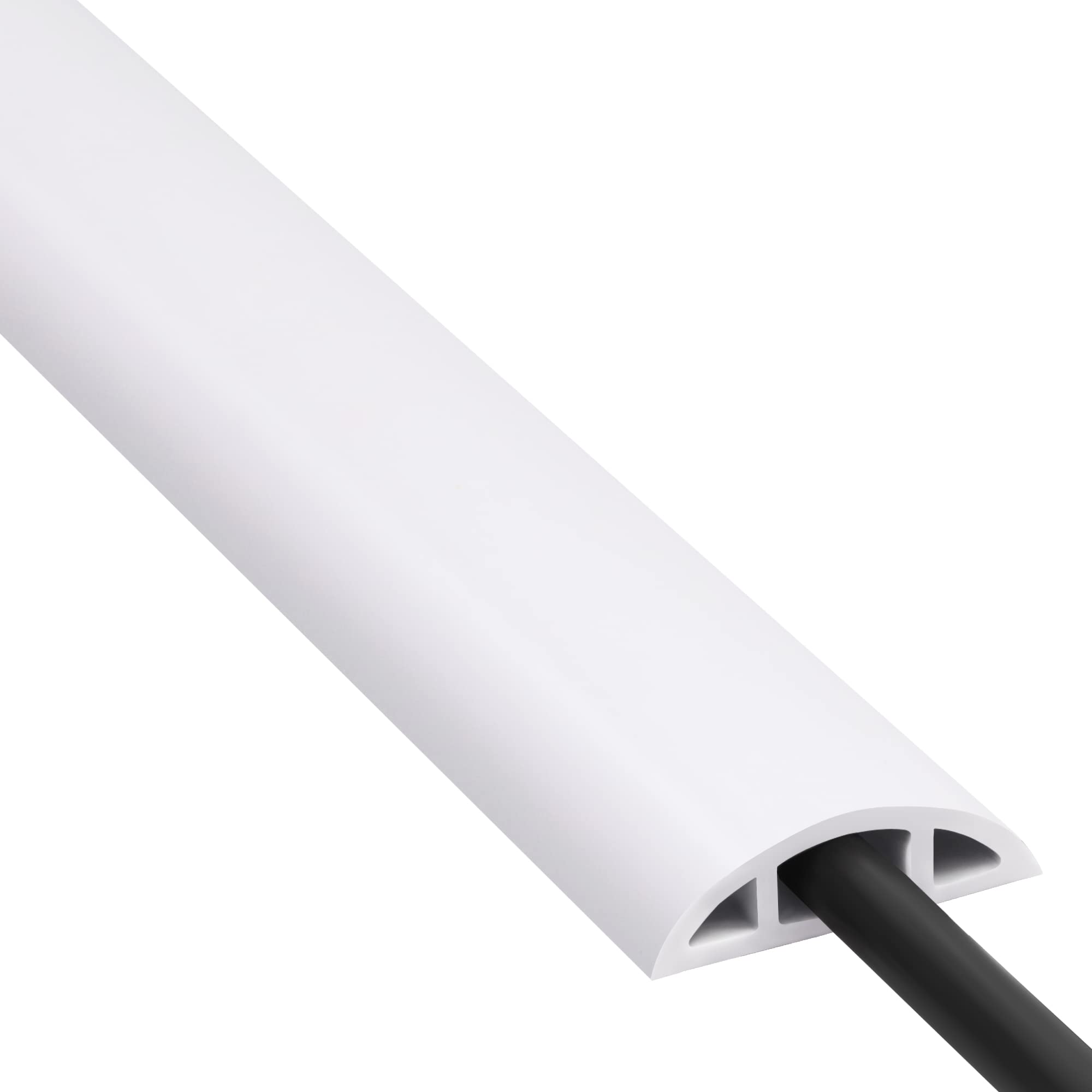 Cord Cover Floor 6Ft White, Pvc Floor Cable Cover, Cord Hider Floor Cord Protector Prevent Cable Trips & Protect Wires, Floor Ca