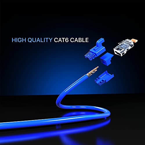 Maximm Cat 6 Ethernet Cable 6 Ft (6 Pack)   High Speed Lan Cable, Internet Cable, Patch Cable, And Network Cable   Utp, 10Gbps, 550Mhz Ethernet Cord   Blue