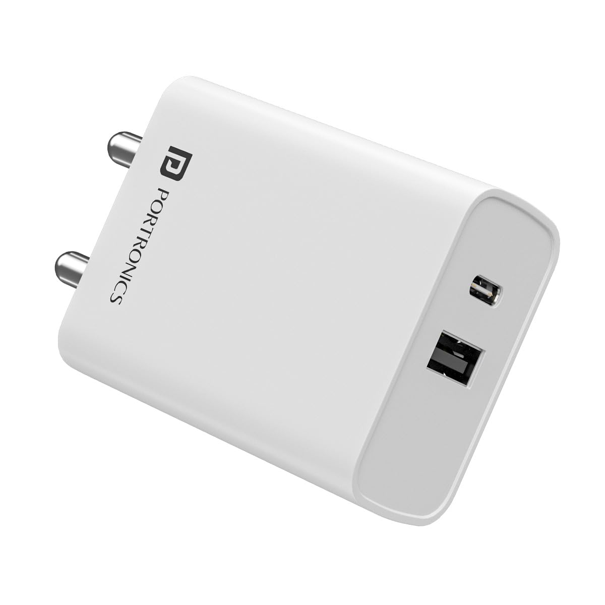 Portronics Adapto 70 33W Fast Charger Adapter with Dual Output (USB + Type C) Supports PPS Charging Via Type C Port, 27W Dash, W