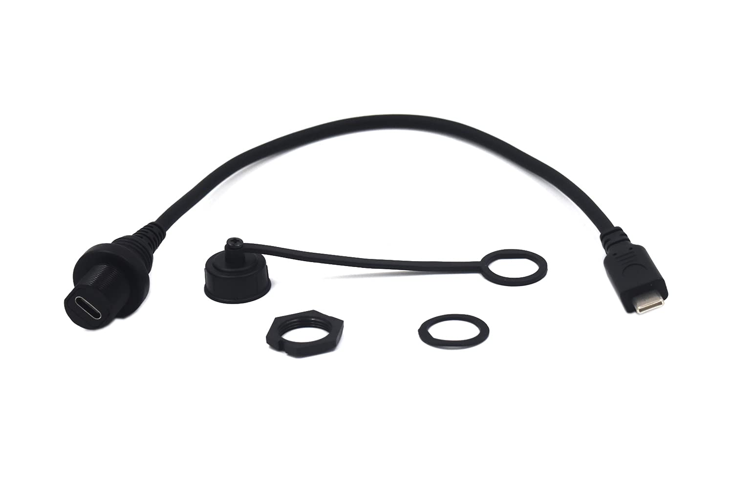 Kework Usb Type C Mount, 0.3 Meter Usb C Male To Female Flush Mount Panel Mount Extension Aux Cable For Car Truck Boat Motorcycl