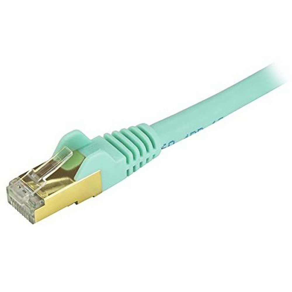 StarTech.com 12ft CAT6a Ethernet Cable   10 Gigabit Shielded Snagless RJ45 100W PoE Patch Cord   10GbE STP Network Cable w/Strain Relief   Aqua Fluke Tested/Wiring is UL Certified/TIA (C6ASPAT12AQ)