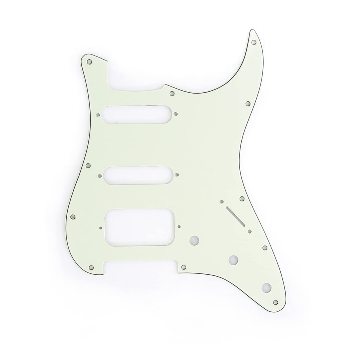 Musiclily Pro 11 Hole Round Corner Hss Guitar Strat Pickguard Humbucker For Usa/Mexican Stratocaster Open Pickup, 3Ply Mint Gree