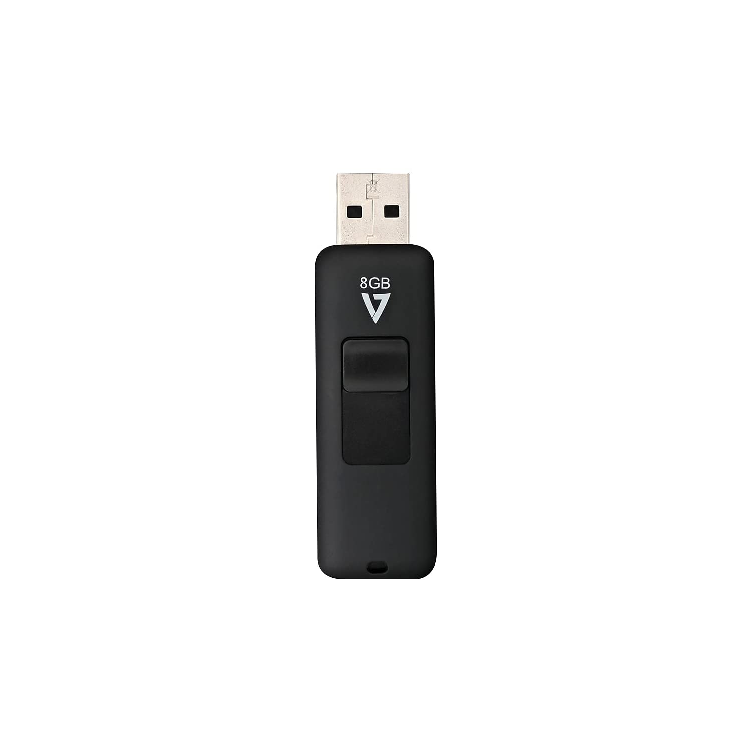 V7 8Gb Usb 2.0 Flash Drive With Retractable Usb Connector - Vf28Gar-3N, Black