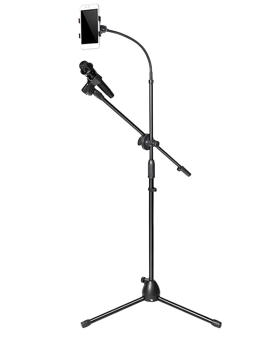 Techtest Heavy Duty Adjustable Dual Mike Stand Condenser Microphone Stand for Studio Recording Mic Stand for Singing Microphone