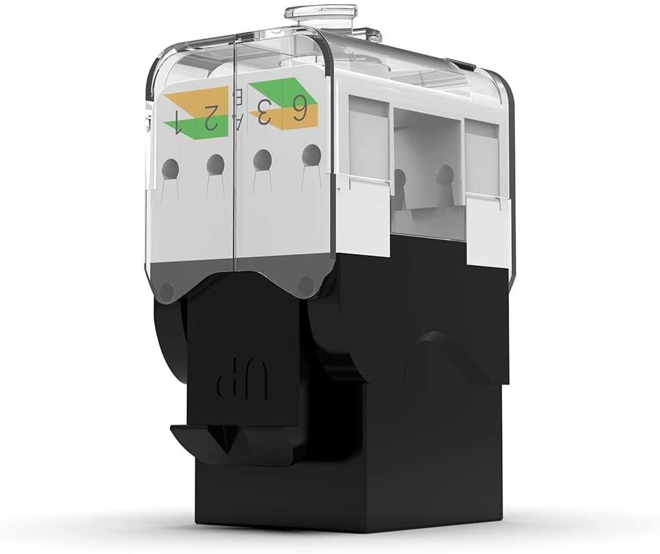 Ampcom Cat6 Keystone Jack Tool Less Rj45 Utp, No Punch Down Tool Required Module Coupler 12 Pack Black