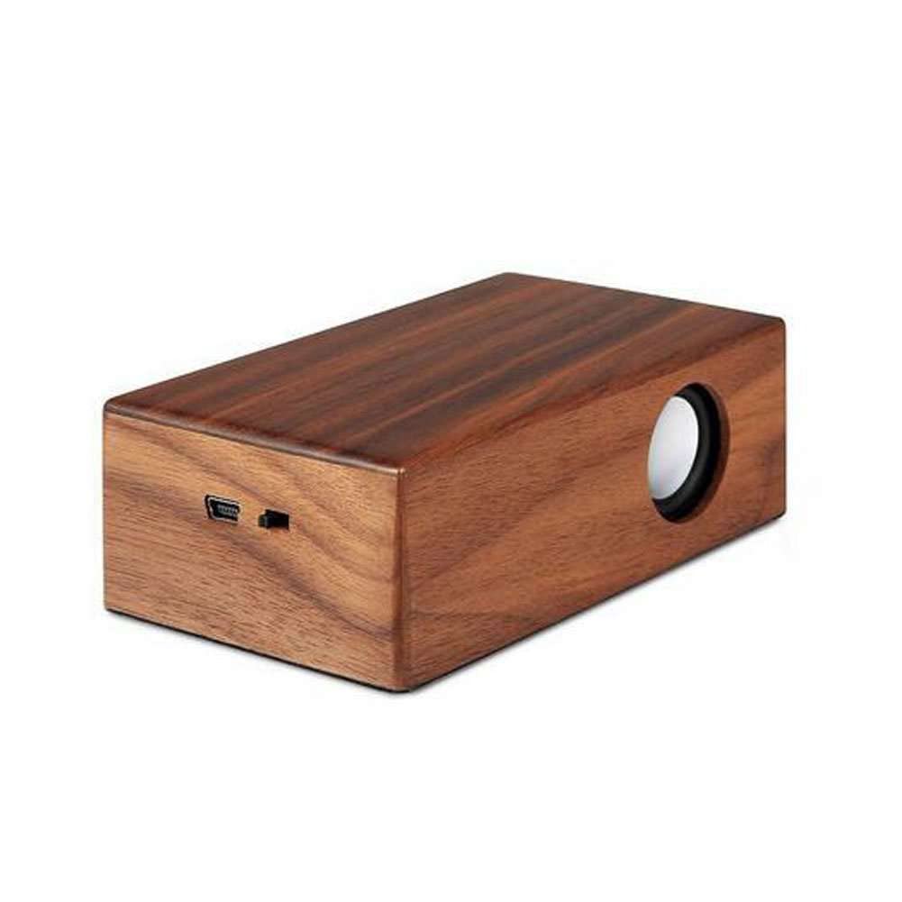Aolyty Wooden Rechargeable Magic Induction Speaker Stereo Audio For Phones, Pc, And Computers (Dark Walnut Color)