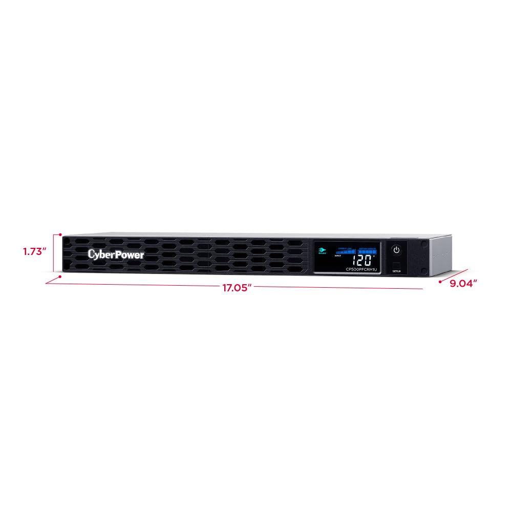 Cyberpower Cp500Pfcrm1U Pfc Sinewave Ups, 500Va/300W, 6 Outlets, Avr, 1U Rackmount