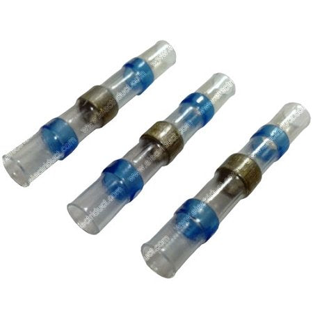Electriduct Heat Shrink Solder Sleeve Crimpless Butt Connectors  1614 AWG (Blue)  100 Pack