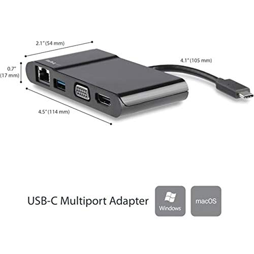 Startech.Com Usb-C Multiport Adapter - Usb-C Travel Dock With 4K Hdmi Or 1080P Vga, Gigabit Ethernet, 5Gbps Usb-A 3.0 - Disconti