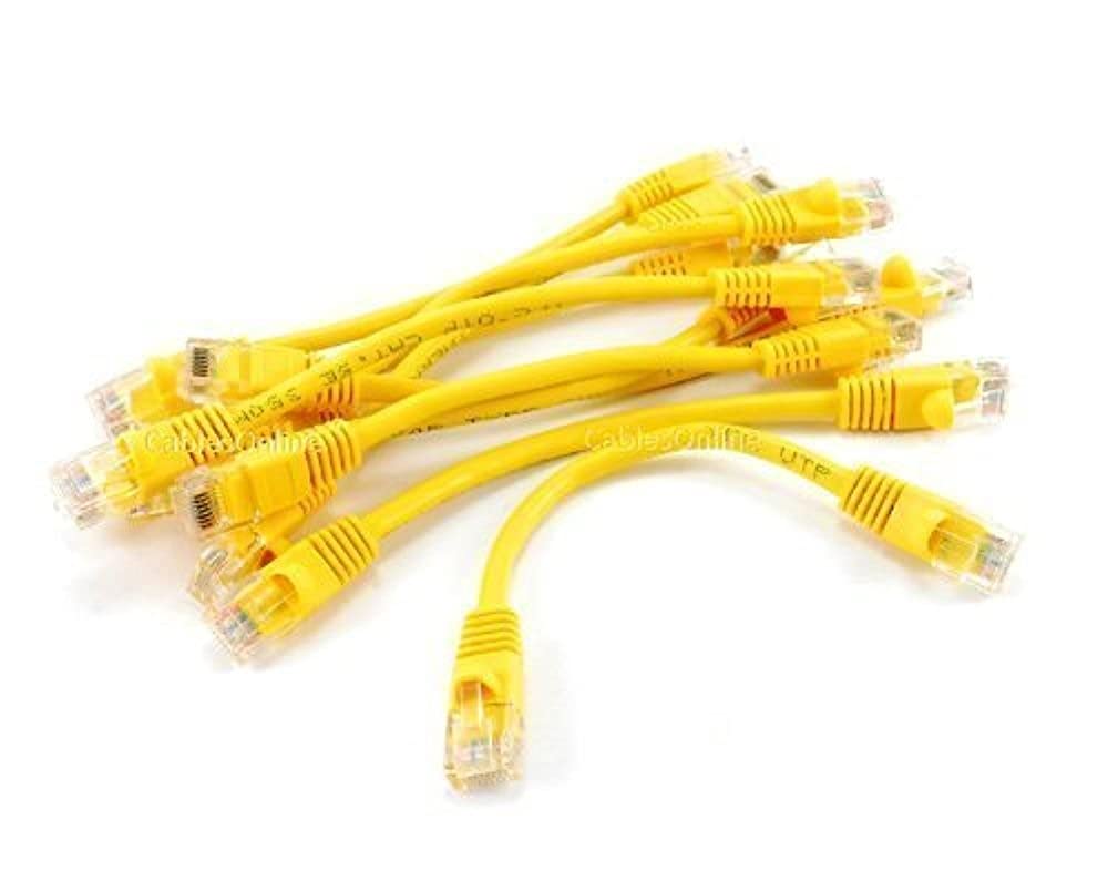 CablesOnline 10-Pack 6-inch (0.5ft) CAT5e UTP Ethernet RJ45 Full 8-Wire Yellow Patch Cable, (U-000YL-10)