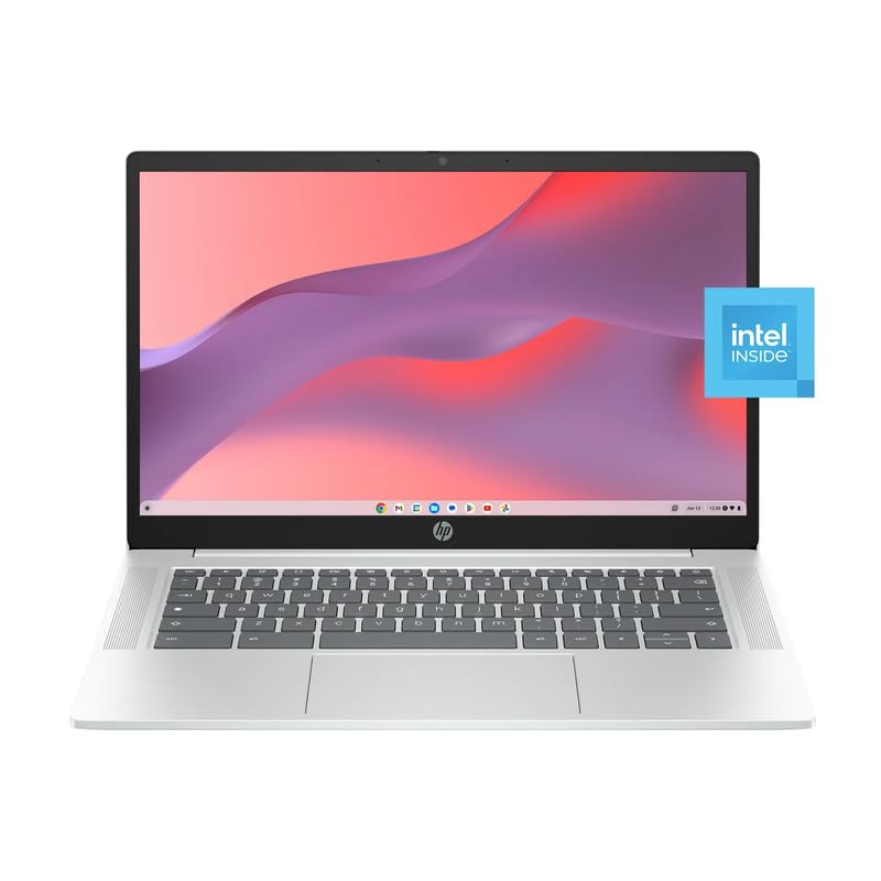 Hp Chromebook 14'' Hd Laptop, Intel N200 Processor, 4Gb Lpddr5 Ram, 128Gb Ufs, Chrome Os, Glacier Silver, Intel Uhd Graphics, Bu