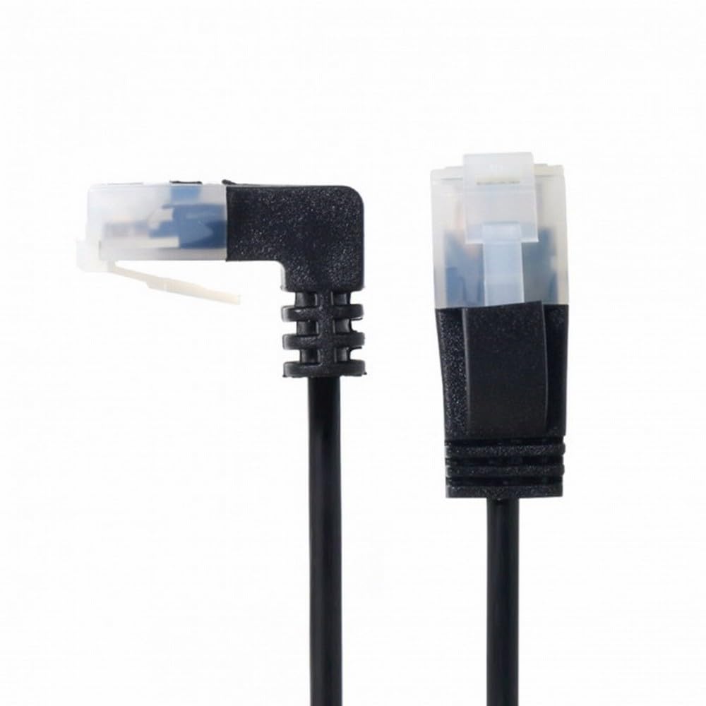 Cablecc Ultra Slim Cat6 Ethernet Cable Rj45 Down Angled To Straight Utp Network Cable Patch Cord 90 Degree Cat6A Lan For Laptop