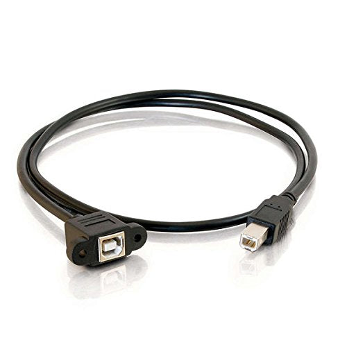 C2G Usb Cable, Usb Panel Mount, Usb 2.0 Cable, Usb B To B Cable, 1 Foot (0.3 Meters), Black, Cables To Go 28071