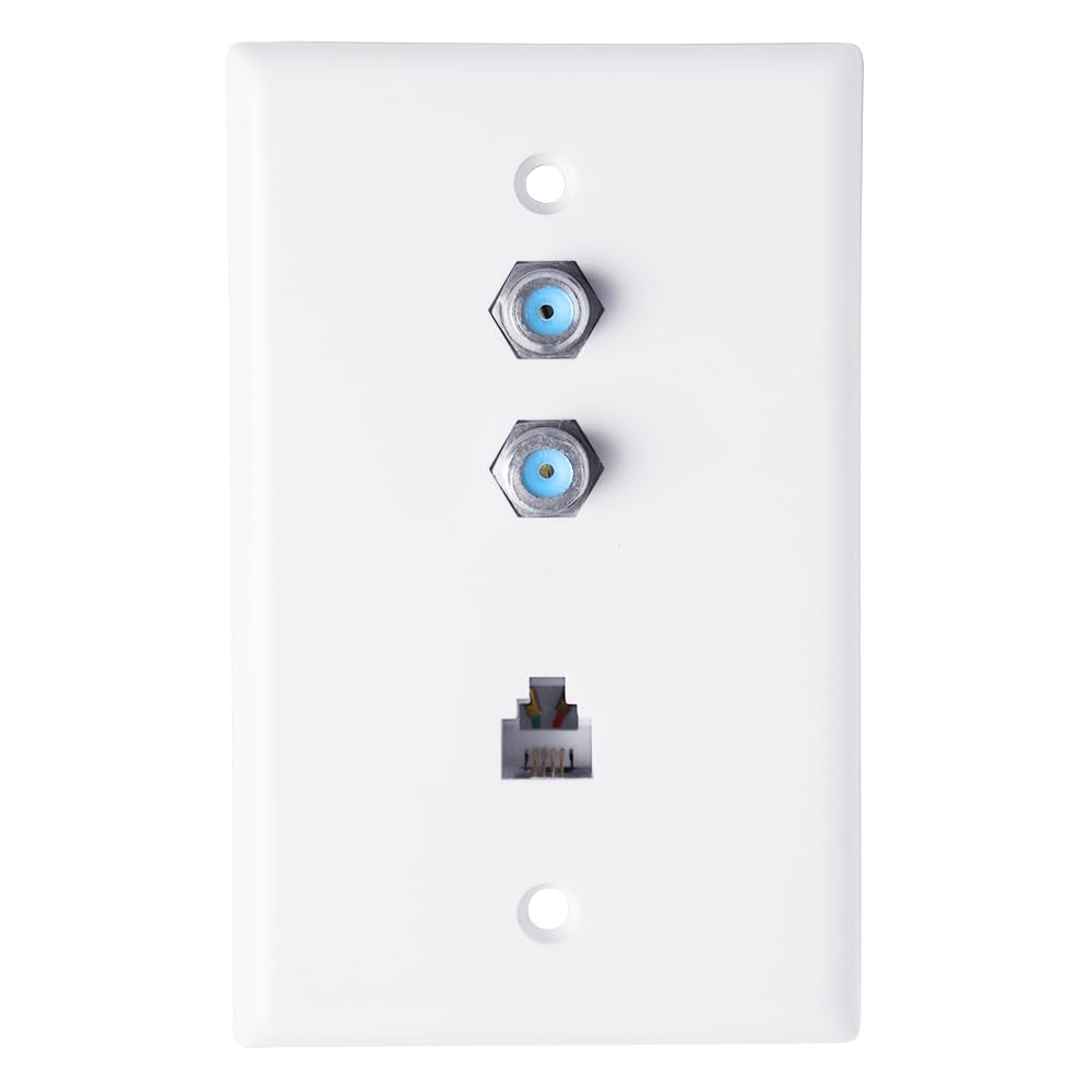 Skywalker Wall Plate W/Dual 3.0Ghz F 81 And Phone Connector (White)