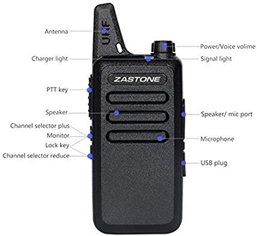 Zastone X6 Rechargeable Long Range Two Way Radios With Earpiece 2 Pack 3W 16 Channel Uhf Walkie Talkies