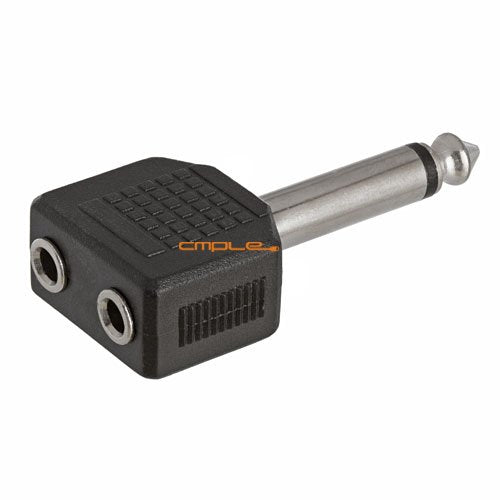 Cmple   6.35Mm Mono Plug To 2X3.5Mm Stereo Jack Adapter