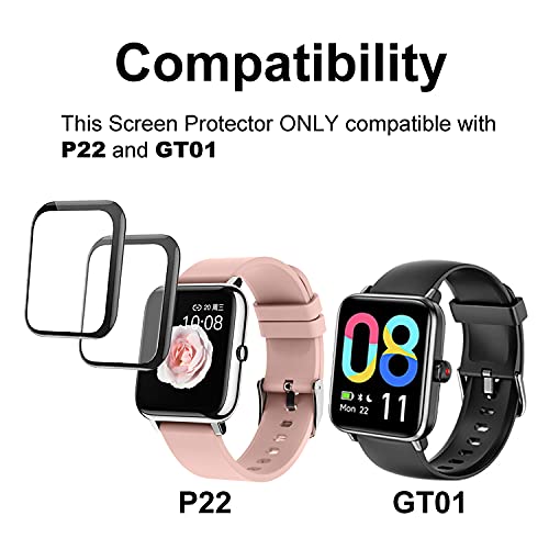 Smaate 3D Screen Protector For P22, Compatible With Smartwatch P22 Donerton Popglory Canmixs Kalinco 1.4   , Wzwneer Banlvs Dxpi