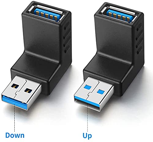 Urwoow Super Speed Usb 3.0 Adapter Converter Coupler Connector 90 Degree Male To Female Combo Vertical (Up And Down Angle)