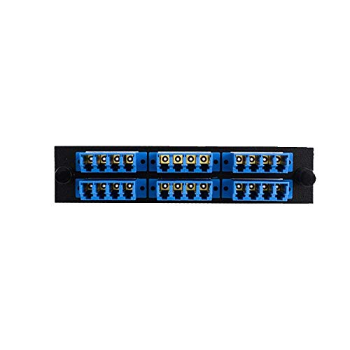 CableWholesale LGX Compatible Adapter Plate Featuring a Bank of 6 Singlemode LC Quad Connectors in Blue for OS1 and OS2 Applicat