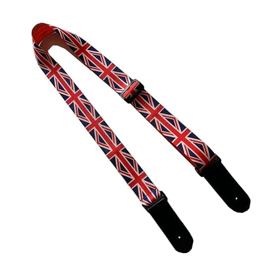 SPEHUB Guitar Strap, Union Jack Design, Leather & Polyester, Adjustable Belt for Acoustic, Electric & Bass Guitars