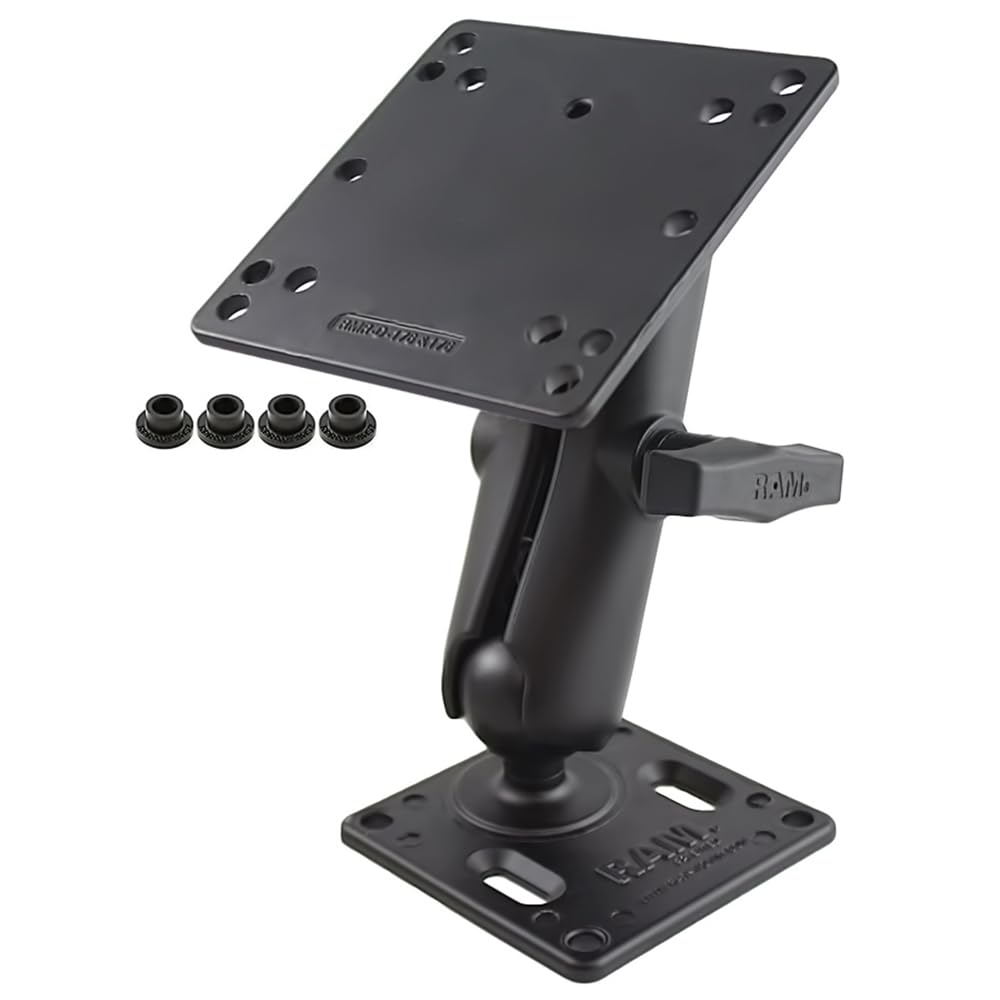 RAM Mounts Dual VESA Plate Mount with Double Socket Arm, 75x75mm & 100x100mm Patterns, C Size 1.5 Ball RAM-246-2461U
