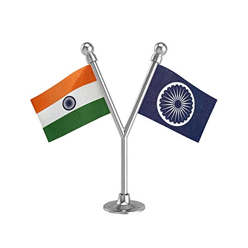 The Flag Corporation India & Rpi Republican Party Of India Car Dashboard Flag 2In X 3In With A Plastic Liquid Chrome Base