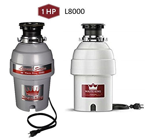 Waste King 1 Hp Garbage Disposal With Power Cord, Food Waste Disposer For Kitchen Sink, L 8000