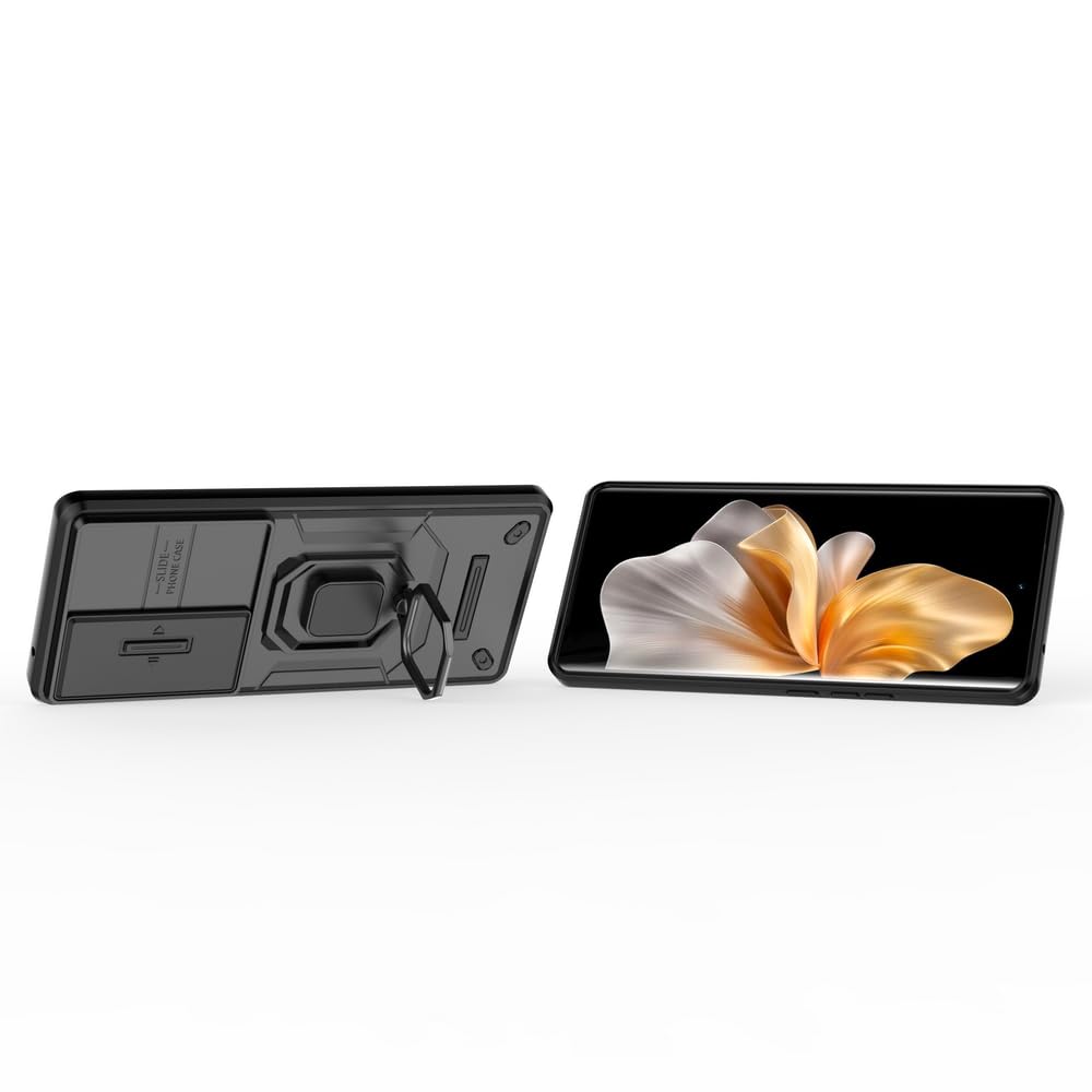 Kukoufey Compatible With Vivo V30 Pro 5G Bracket Shell,Compatible With Vivo S18 5G Case,With Slide Camera Lens Cover Compatible