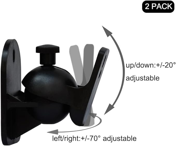 Saifsmart Adjustable Speaker Wall Mount Holder, Bookshelf Speaker Wall Mount Brackets, Surround Sound Speaker Mounts Capacity Up