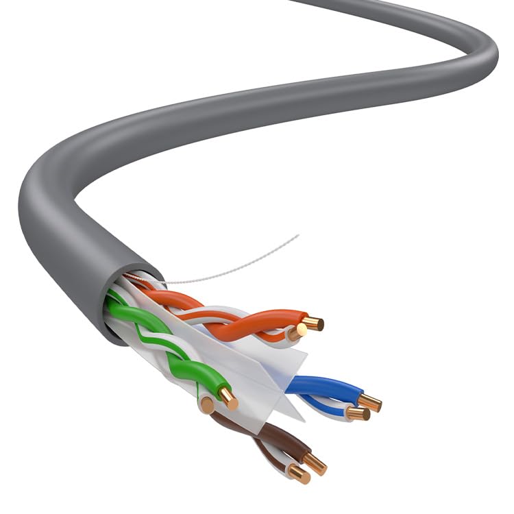 Cat6 1000Ft Solid Utp 23Awg Ethernet Grey Cable 550Mhz Bulk Network Lan Rj45 Cca Wire 1000 Ft Pull Box Cat 6 (Gray)