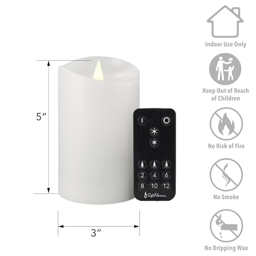 Softflame Flameless Led Candles With Remote Control, 3''X 5.1''Flickering 3D Moving Flame Battery Operated Candles In Real Wax S
