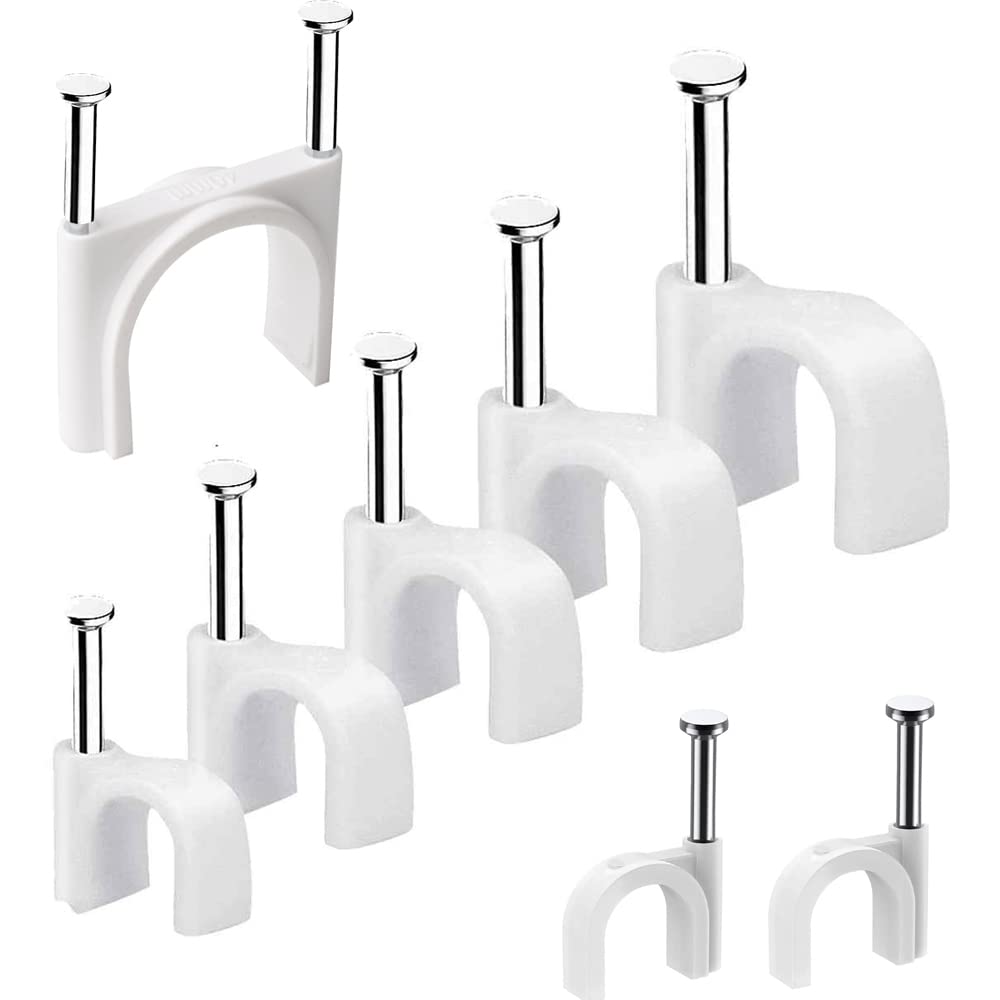 Circle Cable Clips 14Mm 100 Pcs  Circle Cable Clips With Metal Nails (14Mm, 100 Pieces)