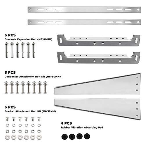 Turbro Wall Mount Stand For Mini Split Ductless Air Conditioner Heat Pump System, Sturdy Stainless Steel Bracket W/Dual Cross Ba