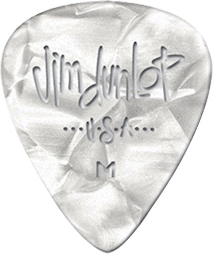 Jim Dunlop 483P04Th Genuine Celluloid, White Pearloid, Thin, 12/Player'S Pack