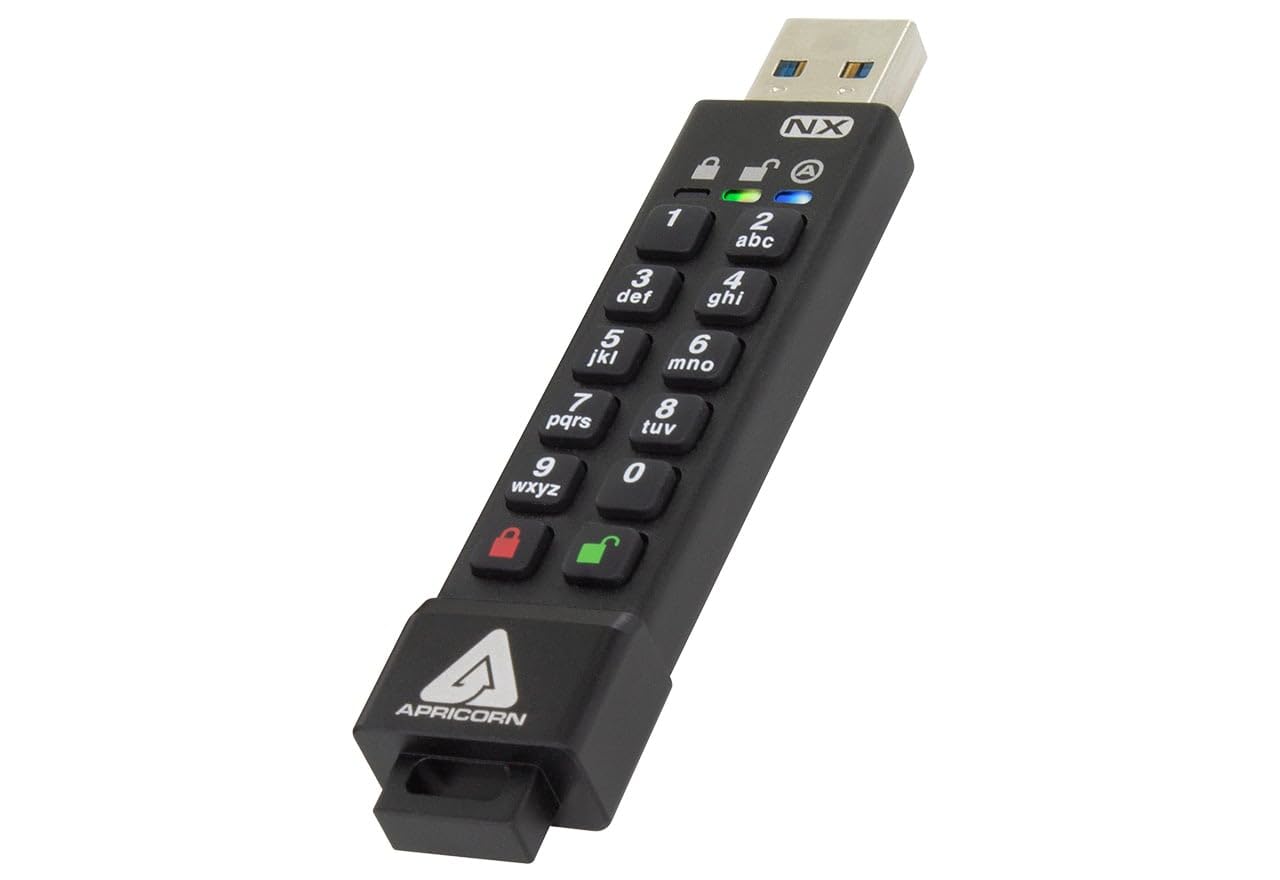 Apricorn 256GB Aegis Secure Key 3 NX 256-Bit Encrypted FIPS 140-2 Level 3 Validated Secure USB 3.0 Flash Drive (ASK3-NX-256GB),B