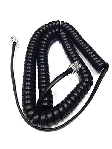 The VoIP Lounge Replacement 12 Foot Black Handset Curly Cord for Yealink SIP Phone T40 T41 T42 T44 T46 T48 T52 T53 T54 T56 T57 T
