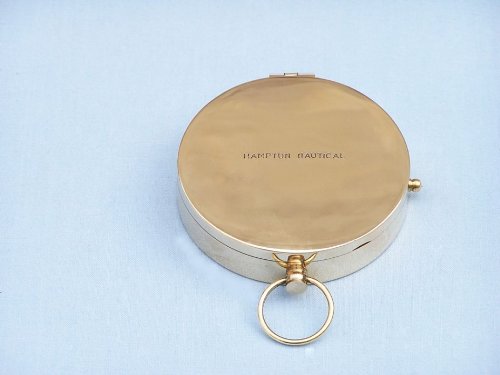 Hampton Nautical Solid Brass Gentlemen'S Compass With Rosewood Box, 4', Brass