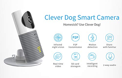 Clever Dog Camera Wifi, Small Pet Nanny Camera With Audio And Video, Cell Phone App, Wide Angle, Motion Sensor, Night Vision, In