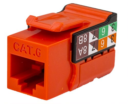 Cat6 Rj45 Keystone Jack, V Max Series   Orange Color   (50 Pack)