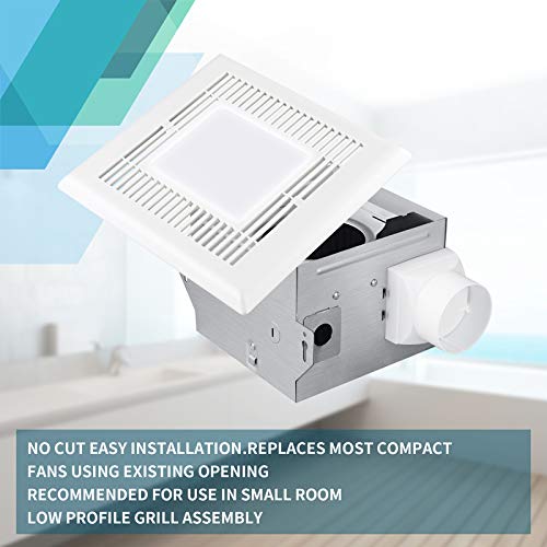 Tech Drive Very Quiet 70 Cfm, 2.0 Sone Bathroom Ventilation And Exhaust Fan With Led Light 4000K 600Lm(70Cfm),Ceiling Mounted Fa