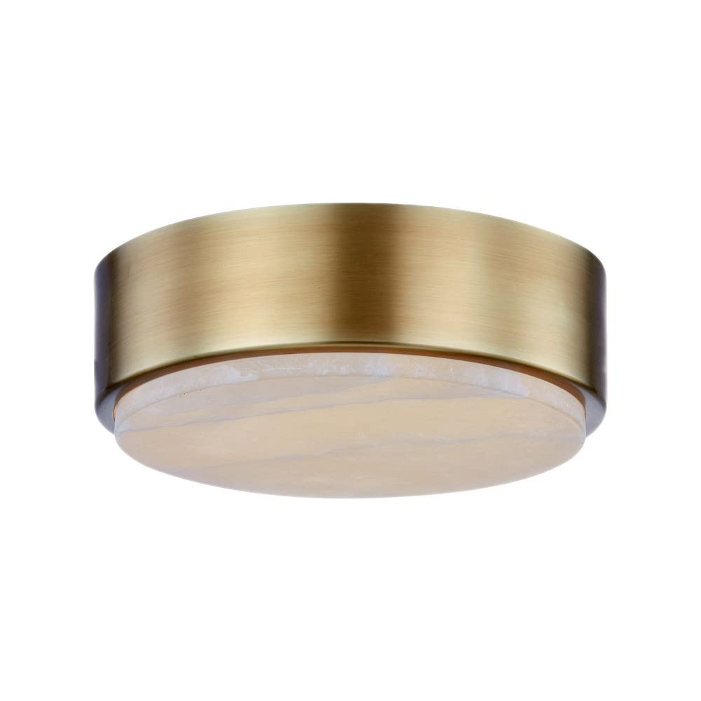Alora Lighting Blanco 8 LED Flush Mount | Vintage Brass Finish | Natural Alabaster Shade | Transitional Ceiling Light | Made of