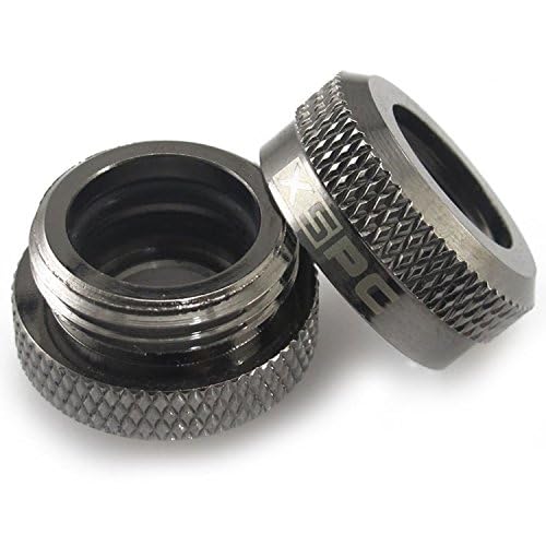 Xspc G1/4'' To 10Mm Id, 14Mm Od Petg Triple Seal Fitting, Black Chrome, 4 Pack